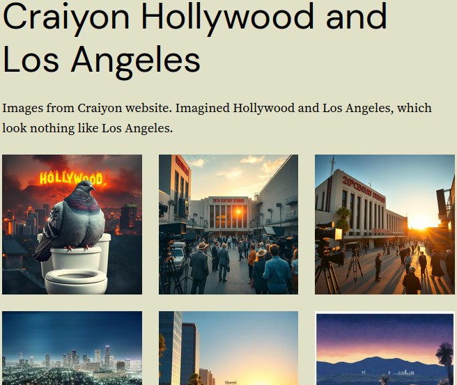 Craiyon Hollywood and Los Angeles